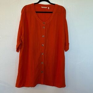 Soft Surroundings Vibrant Orange Tunic Top